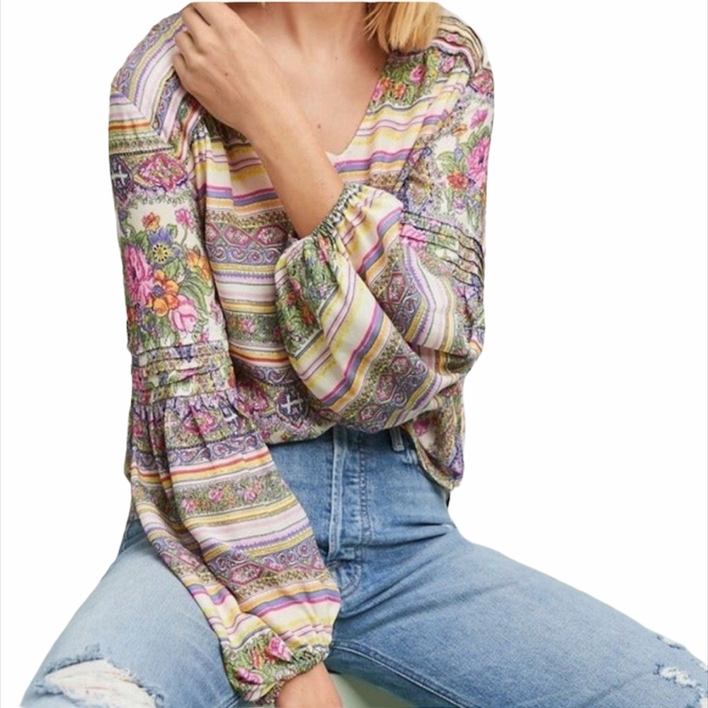 ANTHRO MAEVE Ceresco Peasant Top Small